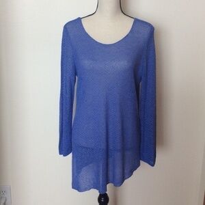 Nic + Zoe Royal Blue Asymmetrical Knit Top Sz-L